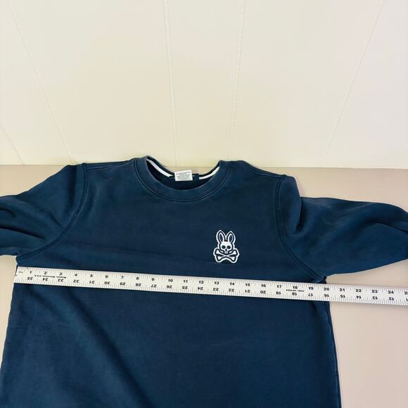 Psycho Bunny Sweatshirt Size Small Men’s Blue Pullover Crew Neck Double Sided - Picture 6 of 8